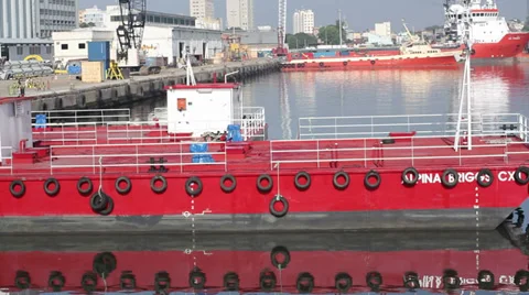 Boat on the port. Stockbeeldmateriaal 37786073