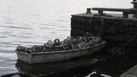 Boat with pot vessels Stock Footage 116624995