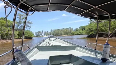 Boat POV on river Stockbeeldmateriaal 278311655