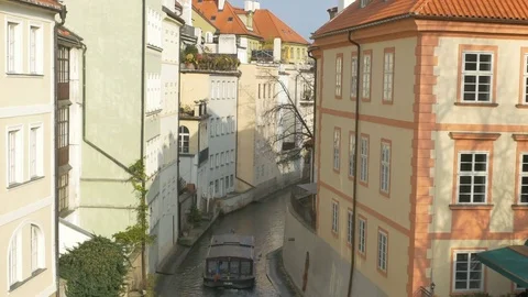 Boat on Prague Channel Stock Footage 82695813