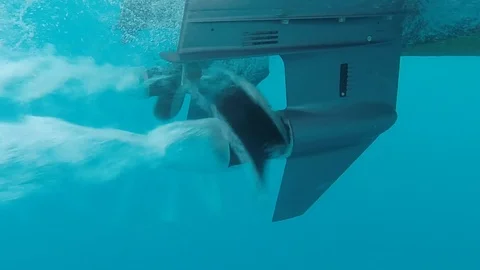Boat propeller underwater Stock Footage