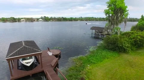 Boat puling Done fly in Stock Footage 63768208