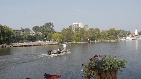 Boat pulling into harbour Video stock 93285472