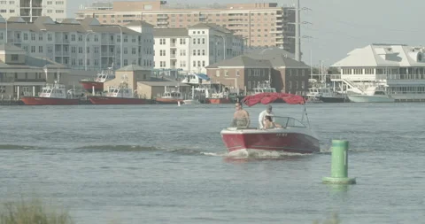 Boat Pulling into Marina Stock Footage 134284682