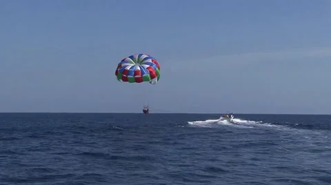 Boat Pulling Parasail On Water In mexico Stock Footage 50484145