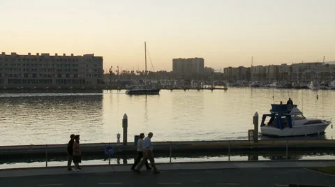Boat pulls Away at Marina Stock Footage 37271995