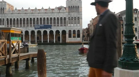 Boat Pulls up in Venice Stock Footage 56873525