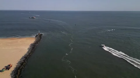 Boat Pushes through Moderate Seas to Reach Open Water Stock Footage 291904248