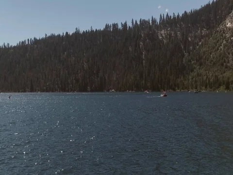 Boat Putting Around On Emerald Bay Lake Tahoe Stock Footage 79235091