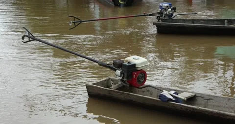 Boat on Putumayo river Stock Footage 140312247