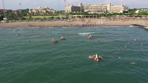 Boat Racing In Teambuilding Activity Stock Footage 235164023