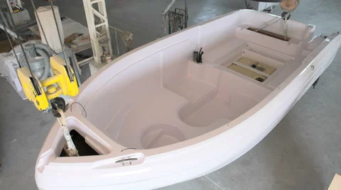 Boat ready to be assembled in a shipyard Stock Footage 53438688