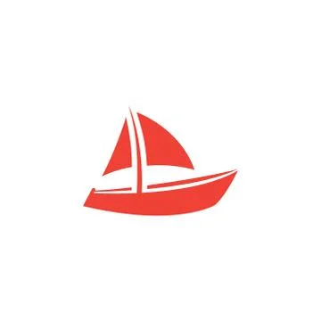 Boat Red Icon On White Background. Red Flat Style Vector Illustration. Stock Illustration