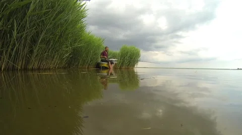 In the boat in the reeds Stock Footage 43015459