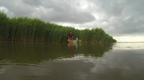 In the boat in the reeds Stock Footage 43015957