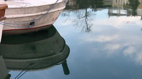 The boat reflected in the sea Stock Footage 146046205