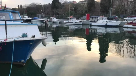 The boat reflected in the sea Stock Footage 146046261