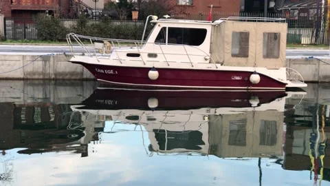 The boat reflected in the sea Stock Footage 146046443