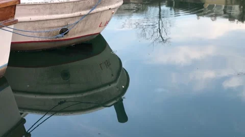The boat reflected in the sea Stock Footage 146046962