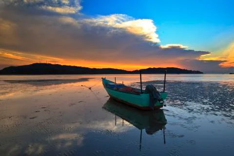 Boat &amp; reflection Foto stock