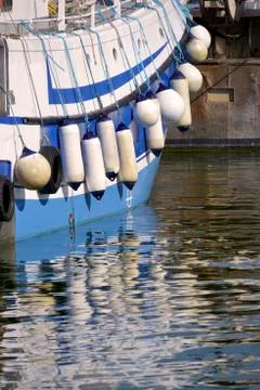 Boat reflection in the sea Stock Photos