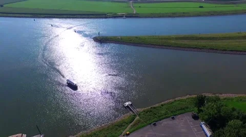 Boat in reflection of the sun in the water Stock Footage 54600831