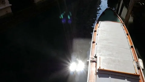 Boat Reflections In Venice Waters Stock Footage 74764730