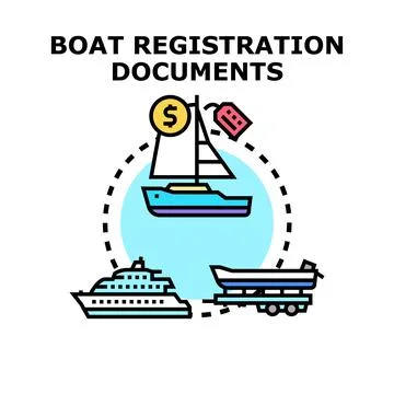 Boat registration documents concept for vessel ownership Ilustración de archivo
