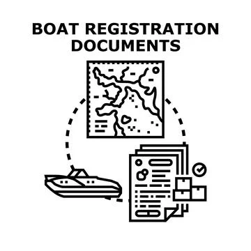 Boat registration documents for ownership and navigation Stock Illustration