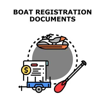 Boat registration documents processing for watercraft ownership Stock Illustration