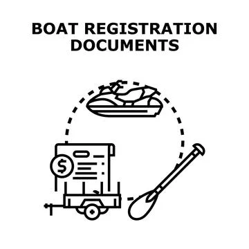 Boat registration documents processing for watercraft ownership Stock Illustration
