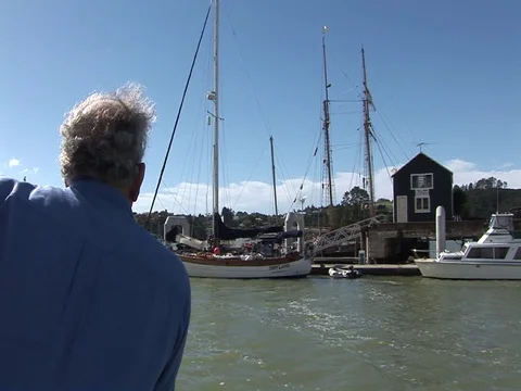 Boat ride in Bay of Islands with captain Stock Footage 93271653
