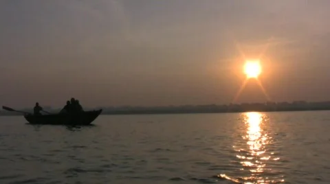 Boat Ride Down The Ganges Stock Footage 377580