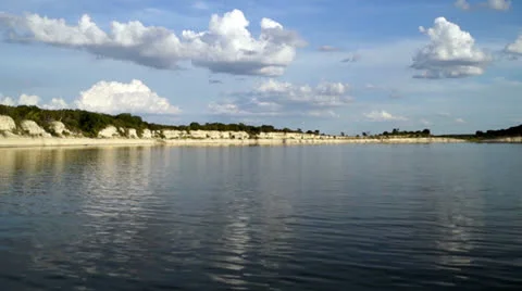 Boat ride on lake front view Stock Footage 25447790