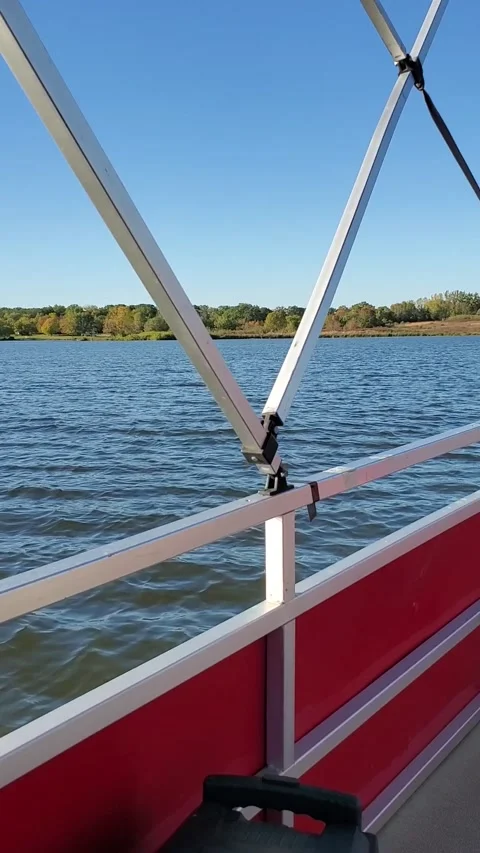 Boat ride pontoon with water motion no people Stock Footage 206996809