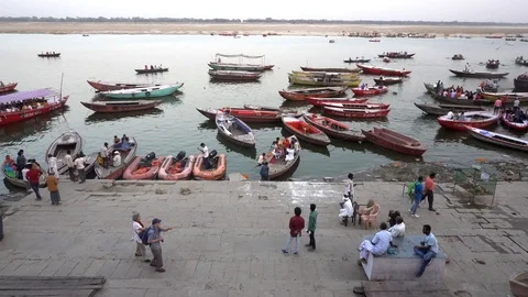 Boat ride on the River Ganges Stock Footage 103652011