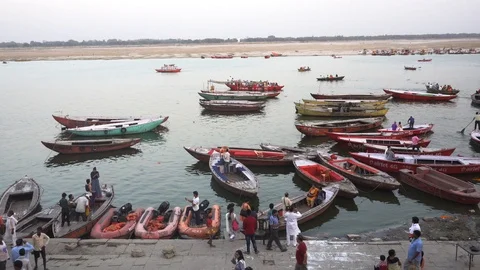 Boat ride on the River Ganges Stock Footage 103652108