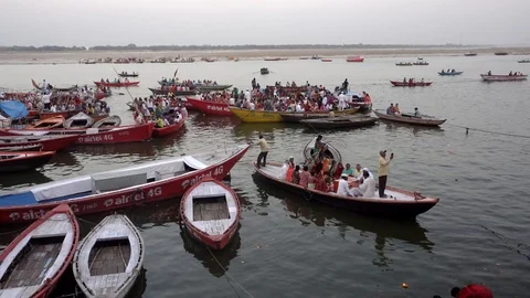 Boat ride on the River Ganges Stock Footage 103652179