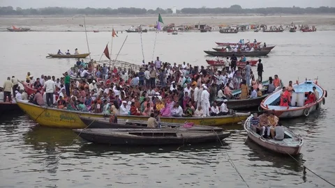 Boat ride on the River Ganges Stock Footage 103652400