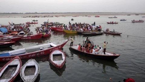Boat ride on the River Ganges Stock Footage 115938268