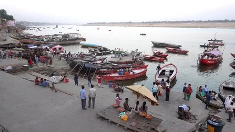 Boat ride on the River Ganges Stock Footage 115938278