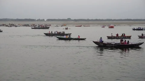 Boat ride on the River Ganges Stock Footage 115938478