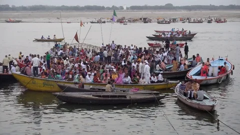 Boat ride on the River Ganges Stock Footage 115938490