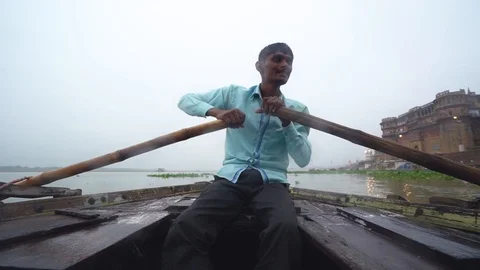 Boat Ride in River Ganges Stock Footage