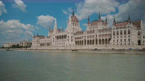 Boat ride through Danube, Passing by very close to Budapest Parliament, Stock Footage 112502728