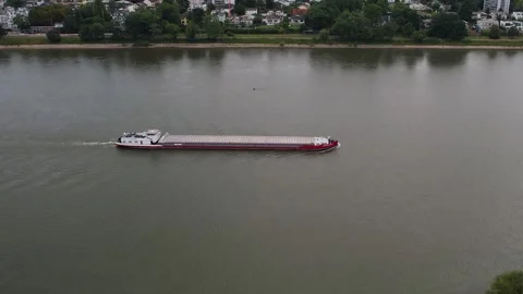 A boat riding down the river in Germany Stock Footage 283190683