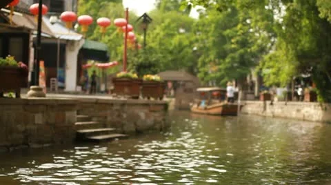 Boat riding in Zhujiajiao, China Stock Footage
