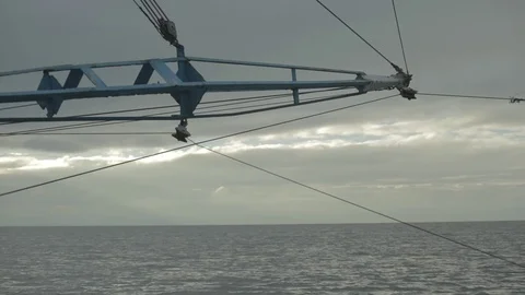 Boat rigging on ocean in slow motion Stock Footage 76681750