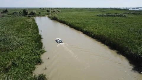 Boat on the river 1 Stock Footage 105704201