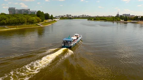 Boat on the river 2 Stock-Footage 97403561